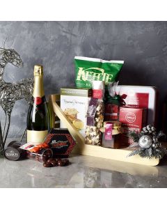 Holiday Champagne & Treats Basket, champagne  gift baskets, Christmas gift baskets
