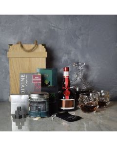 Elaborate Liquor & Decanter Crate, liquor gift baskets, Christmas gift baskets
