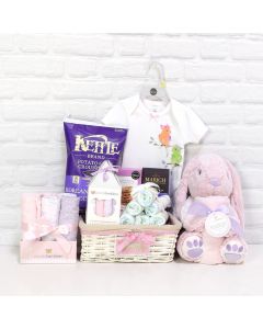 BABY GIRL IS A MIRACLE GIFT BASKET, baby girl gift basket, welcome home baby gifts, new parent gifts
