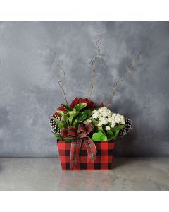 Christmas Flower Basket, floral gift baskets, plant gift baskets
