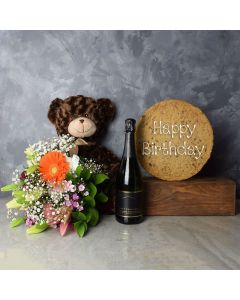 Happy Birthday Cookie & Champagne Gift Set, Gourmet Gifts Toronto Baskets